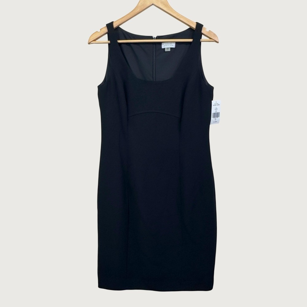 Tahari Arthur‎ S. Levine Sheath Dress 6 Black Sleeveless Office Minimalist LBD